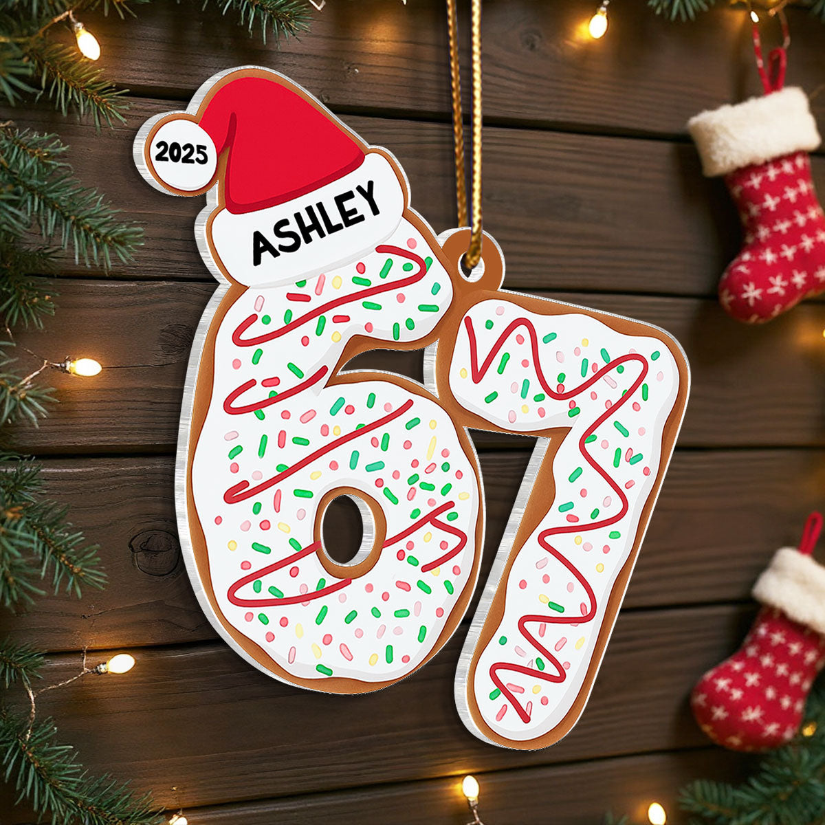 Custom Six Seven - Personalized Acrylic Ornament - Teen Slang Funny Tree Decor, Funny Teen Grandkid Gift