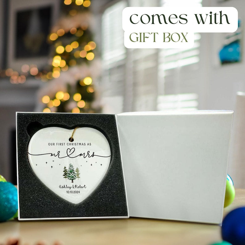 mr mrs ornament - Wedding Gift - Personalized First Christmas Keepsake - Our 1st Christmas Mr & Mrs Ornament - Housewarming mr and mrs idea