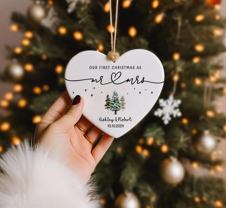 mr mrs ornament - Wedding Gift - Personalized First Christmas Keepsake - Our 1st Christmas Mr & Mrs Ornament - Housewarming mr and mrs idea