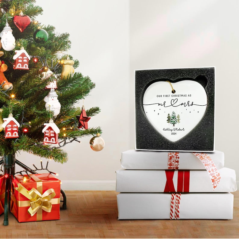 mr mrs ornament - Wedding Gift - Personalized First Christmas Keepsake - Our 1st Christmas Mr & Mrs Ornament - Housewarming mr and mrs idea