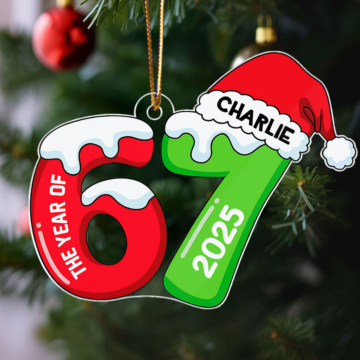 Custom Six Seven - Personalized Acrylic Ornament - Teen Slang Funny Tree Decor, Funny Teen Grandkid Gift