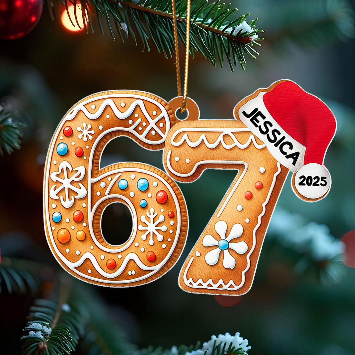 Custom Six Seven - Personalized Acrylic Ornament - Teen Slang Funny Tree Decor, Funny Teen Grandkid Gift