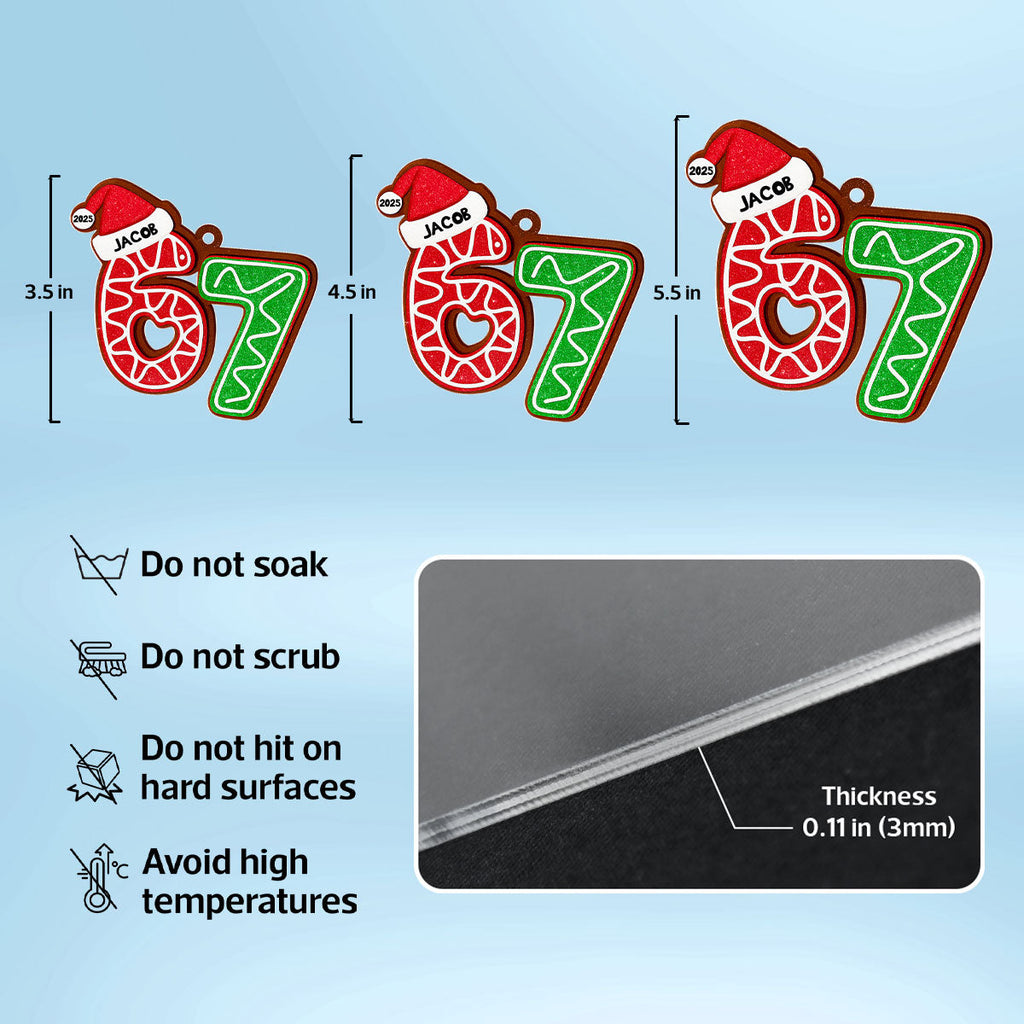 Custom Six Seven - Personalized Acrylic Ornament - Teen Slang Funny Tree Decor, Funny Teen Grandkid Gift