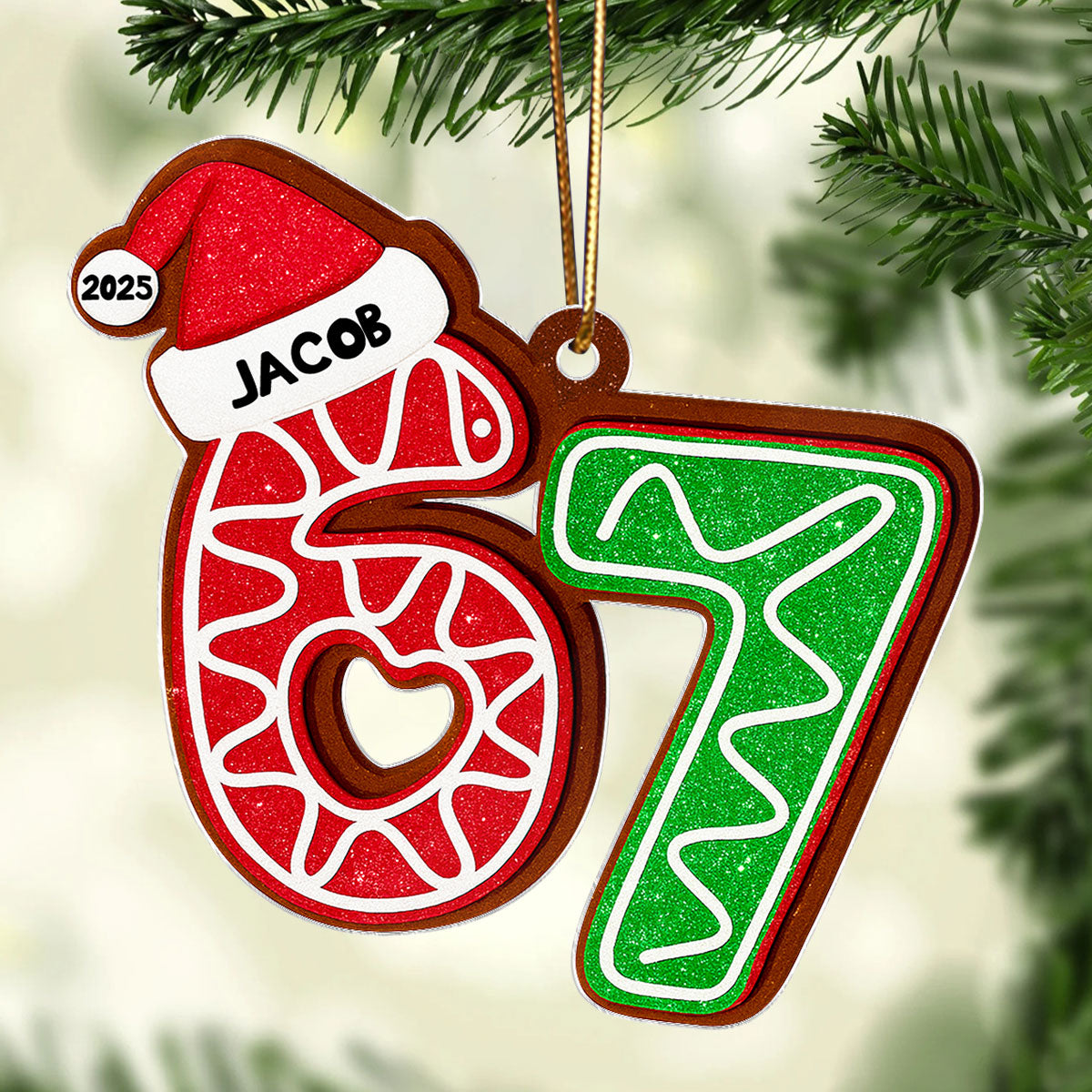 Custom Six Seven - Personalized Acrylic Ornament - Teen Slang Funny Tree Decor, Funny Teen Grandkid Gift